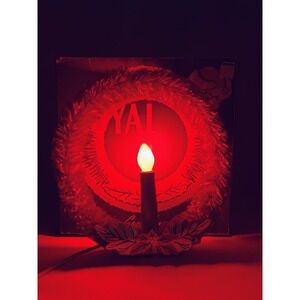 Vintage Royal Electric Wreath of Red Sparkling Cellophane Light Christmas Works!